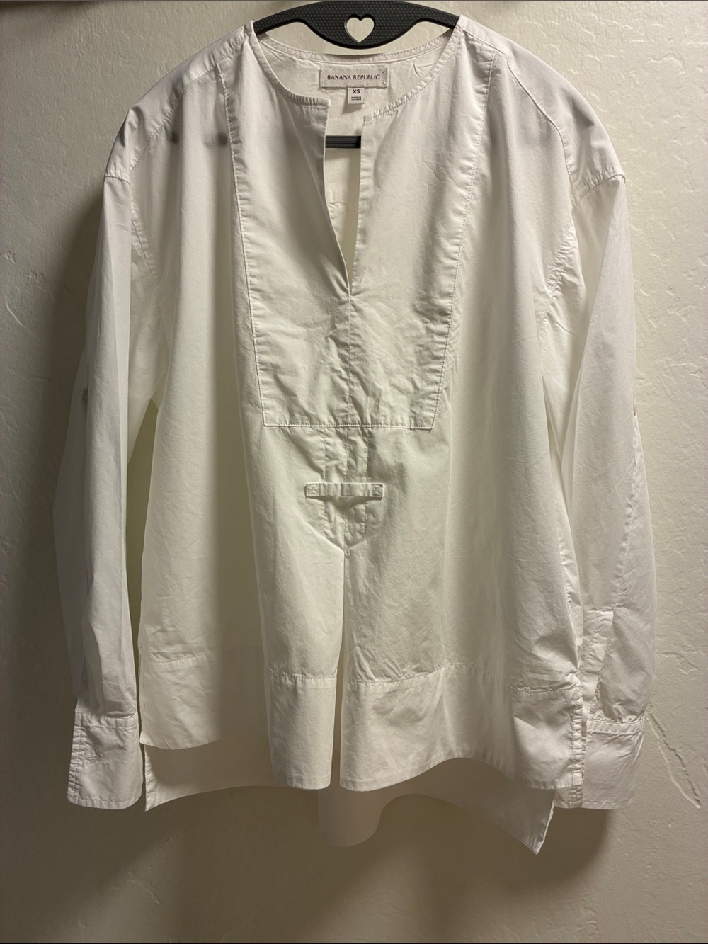 Banana Republic White V-Neck Popover Shirt Size XS